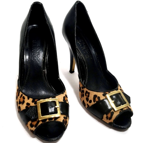 Franco Sarto Leopard Print Heel Open Toe 6M - Picture 1 of 6